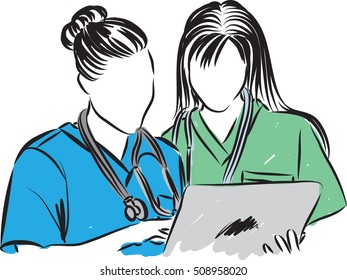 medical staff talking illustration