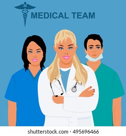 medical staff, team, physician, doctor, vector illustration