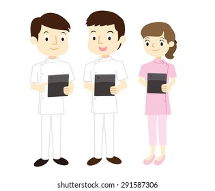 Medical staff that are using the tablet terminal