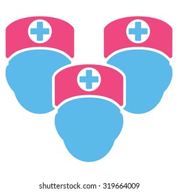 Medical Staff vector icon. Style is bicolor flat symbol, pink and blue colors, rounded angles, white background.