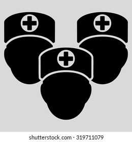 Medical Staff vector icon. Style is flat symbol, black color, rounded angles, light gray background.
