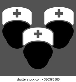 Medical Staff vector icon. Style is bicolor flat symbol, black and white colors, rounded angles, gray background.