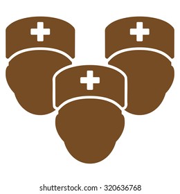 Medical Staff vector icon. Style is flat symbol, brown color, rounded angles, white background.