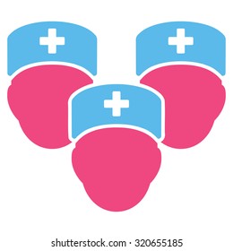 Medical Staff vector icon. Style is bicolor flat symbol, pink and blue colors, rounded angles, white background.