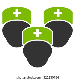 Medical Staff vector icon. Style is bi-color flat symbol, eco green and gray colors, rounded angles, white background.