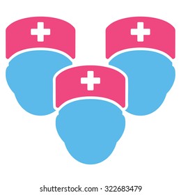 Medical Staff vector icon. Style is bicolor flat symbol, pink and blue colors, rounded angles, white background.