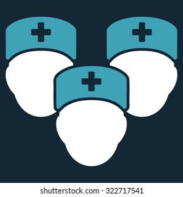 Medical Staff vector icon. Style is bicolor flat symbol, blue and white colors, rounded angles, dark blue background.