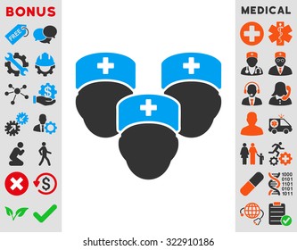 Medical Staff vector icon. Style is bicolor flat symbol, blue and gray colors, rounded angles, white background.