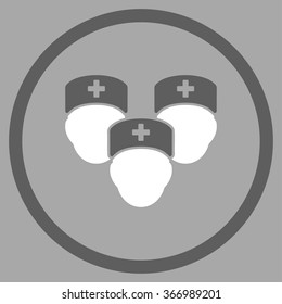 Medical Staff vector icon. Style is bicolor flat circled symbol, dark gray and white colors, rounded angles, silver background.