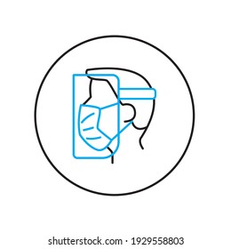Medical staff wearing a face shield with mask simple flat icon mask protecting coronavirus covid-19, Epidemic virus outbreak concept Free editable vector Illustration sign element logo design template