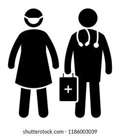 Medical staff wearing stethoscope and holding briefcase depicting doctors 