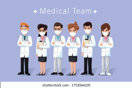 medical staff workers thank you message vector illustration design