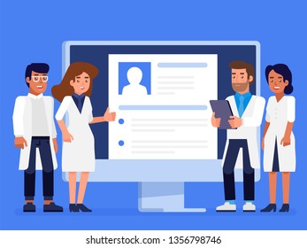 Medical Staffing Solution. Job Search. Recruitment. Looking For Job. Flat Vector Illustration