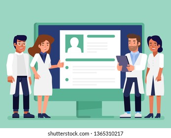 Medical Staffing Solution. Job Search. Recruitment. Looking For Job. Flat Vector Illustration