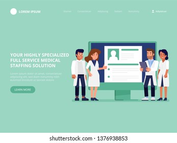 Medical Staffing Solution. Job Search. Recruitment. Looking For Job. Flat Vector Illustration