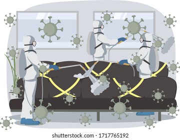 Medical staffs are doing indoor sterilizations