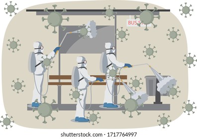 Medical staffs are doing outdoor sterilizations