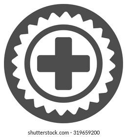 Medical Stamp vector icon. Style is flat symbol, gray color, rounded angles, white background.