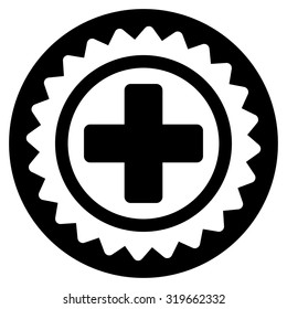 Medical Stamp vector icon. Style is flat symbol, black color, rounded angles, white background.