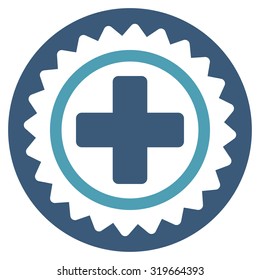 Medical Stamp vector icon. Style is bicolor flat symbol, cyan and blue colors, rounded angles, white background.