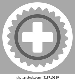 Medical Stamp vector icon. Style is bicolor flat symbol, dark gray and white colors, rounded angles, silver background.