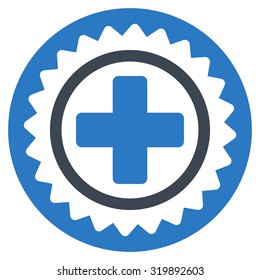 Medical Stamp vector icon. Style is bicolor flat symbol, smooth blue colors, rounded angles, white background.