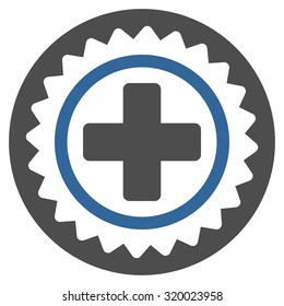 Medical Stamp vector icon. Style is bicolor flat symbol, cobalt and gray colors, rounded angles, white background.