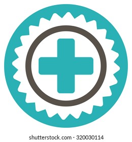 Medical Stamp vector icon. Style is bicolor flat symbol, grey and cyan colors, rounded angles, white background.