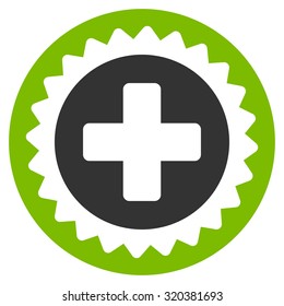 Medical Stamp vector icon. Style is bicolor flat symbol, eco green and gray colors, rounded angles, white background.