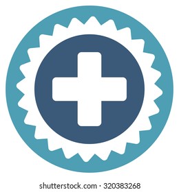 Medical Stamp vector icon. Style is bicolor flat symbol, cyan and blue colors, rounded angles, white background.