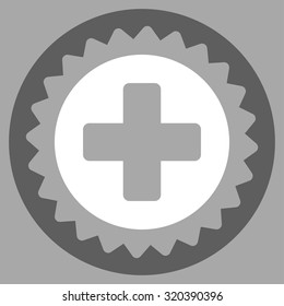 Medical Stamp vector icon. Style is bicolor flat symbol, dark gray and white colors, rounded angles, silver background.