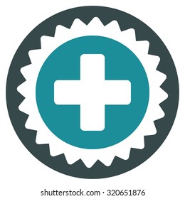 Medical Stamp vector icon. Style is bicolor flat symbol, soft blue colors, rounded angles, white background.