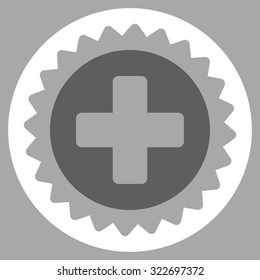 Medical Stamp vector icon. Style is bicolor flat symbol, dark gray and white colors, rounded angles, silver background.