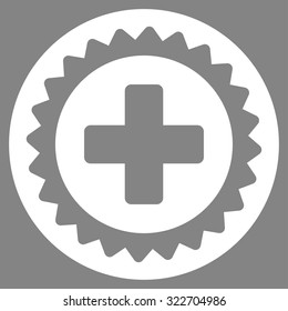 Medical Stamp vector icon. Style is flat symbol, white color, rounded angles, gray background.