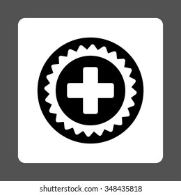 Medical Stamp vector icon. Style is flat rounded square button, black and white colors, gray background.