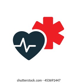 medical star life heart pulse icon on white background