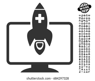Medical Startup icon with black bonus profession symbols. Medical Startup vector illustration style is a flat gray iconic symbol for web design, app user interfaces.