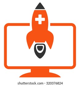 Medical Startup vector icon. Style is bicolor flat symbol, orange and gray colors, rounded angles, white background.