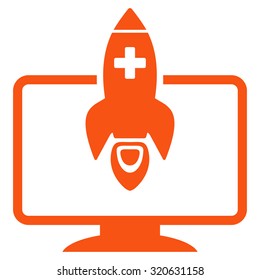 Medical Startup vector icon. Style is flat symbol, orange color, rounded angles, white background.
