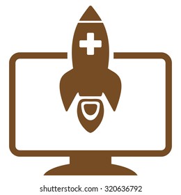 Medical Startup vector icon. Style is flat symbol, brown color, rounded angles, white background.