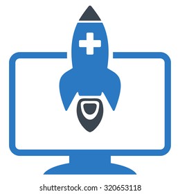 Medical Startup vector icon. Style is bicolor flat symbol, smooth blue colors, rounded angles, white background.