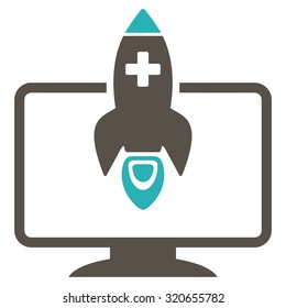 Medical Startup vector icon. Style is bicolor flat symbol, grey and cyan colors, rounded angles, white background.