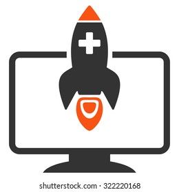 Medical Startup vector icon. Style is bicolor flat symbol, orange and gray colors, rounded angles, white background.