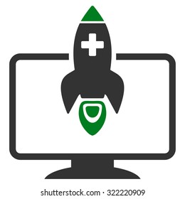 Medical Startup vector icon. Style is bicolor flat symbol, green and gray colors, rounded angles, white background.