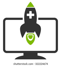 Medical Startup vector icon. Style is bi-color flat symbol, Eco green and gray colors, rounded angles, white background.