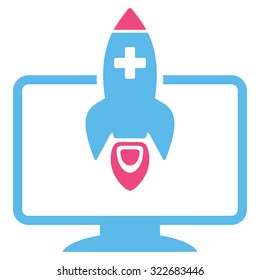 Medical Startup vector icon. Style is bicolor flat symbol, pink and blue colors, rounded angles, white background.
