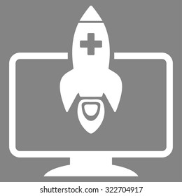 Medical Startup vector icon. Style is flat symbol, white color, rounded angles, gray background.