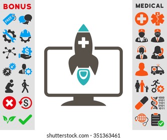 Medical Startup vector icon. Style is bicolor flat symbol, grey and cyan colors, rounded angles, white background.