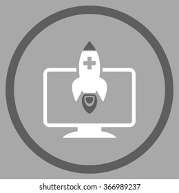 Medical Startup vector icon. Style is bicolor flat circled symbol, dark gray and white colors, rounded angles, silver background.