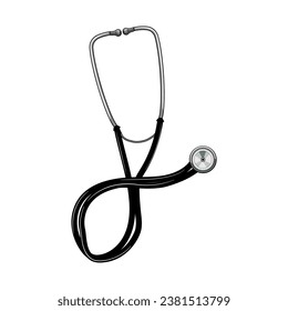 medical stethoscope cartoon. tool instrument, equipment hediagnosis, clinic cardiology medical stethoscope sign. isolated symbol vector illustration